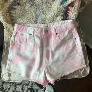 PACSUN PINK&WHITE JEAN SHORTS